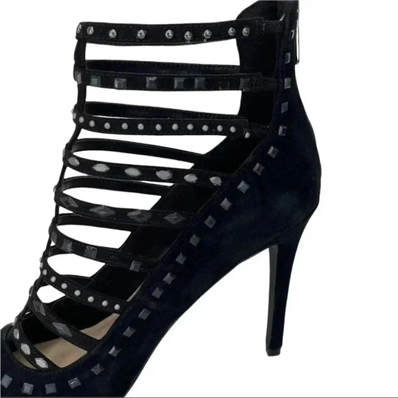 NWOB Fergie Aubree Black Suede Leather Womens Heels Size 10M - Picture 10 of 13